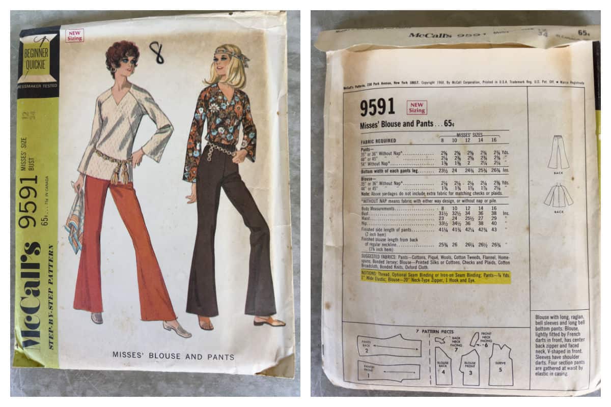 McCalls 9591: A Closer Look at Hand Sewing This 1960s Blouse and Pants Pattern