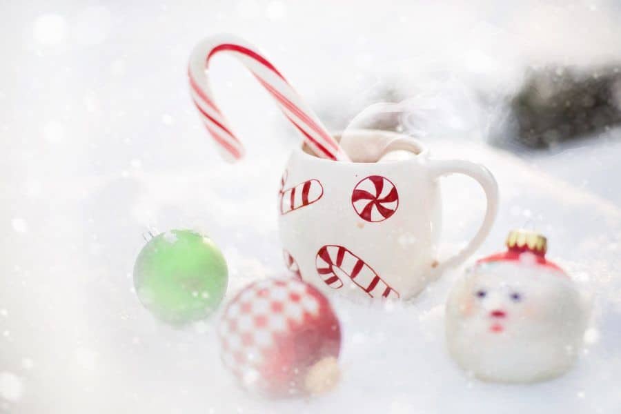 holiday ornaments and candy cane